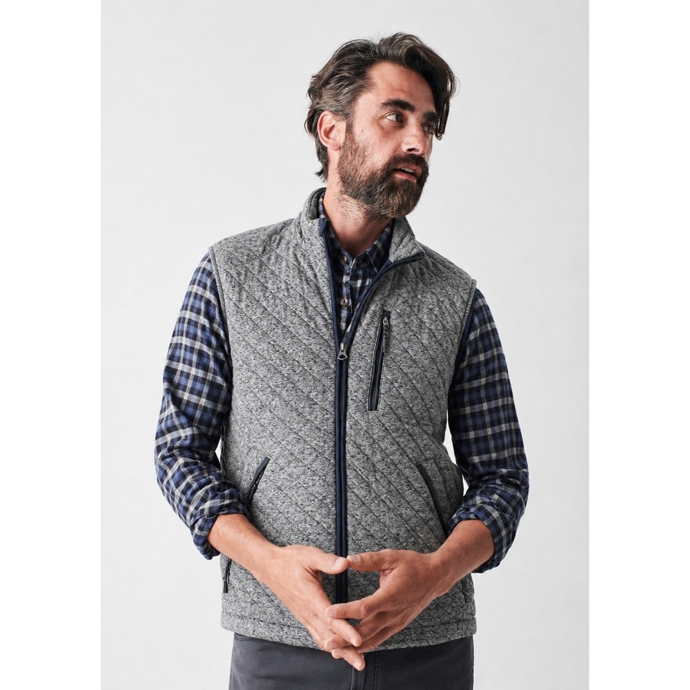 Faherty Men's Epic Quilted Fleece Vest Heather Gray Full Zip XL Outdoors Coastal
